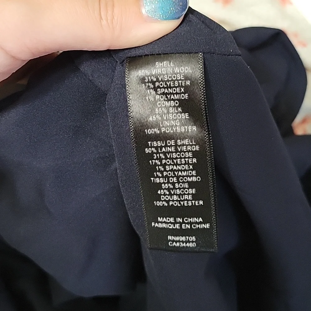 Rebecca Taylor S2 Silk/Wool Mavy Blue Wrap Dress